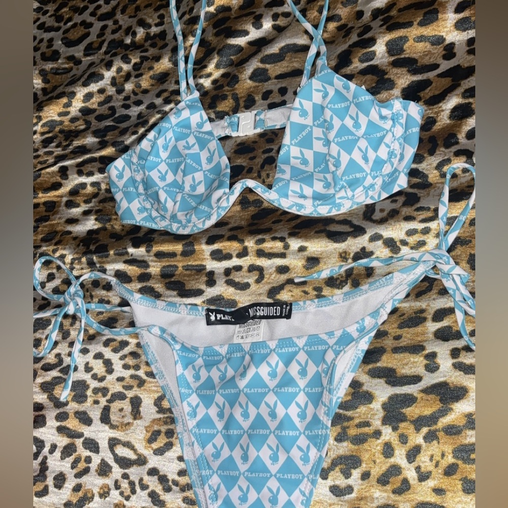 Playboy Blue and White Bikini Set